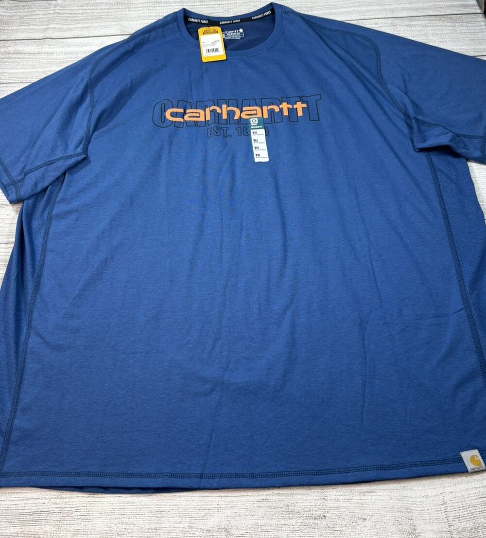 Carhartt Force Men’s Midweight Relaxed Fit Logo Graphic T-Shirt Blue Size 3XL